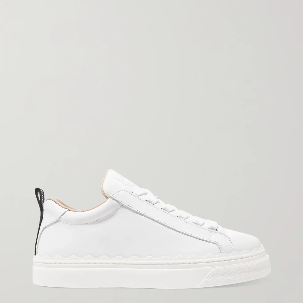 CHLOÉ Lauren scalloped leather sneakers